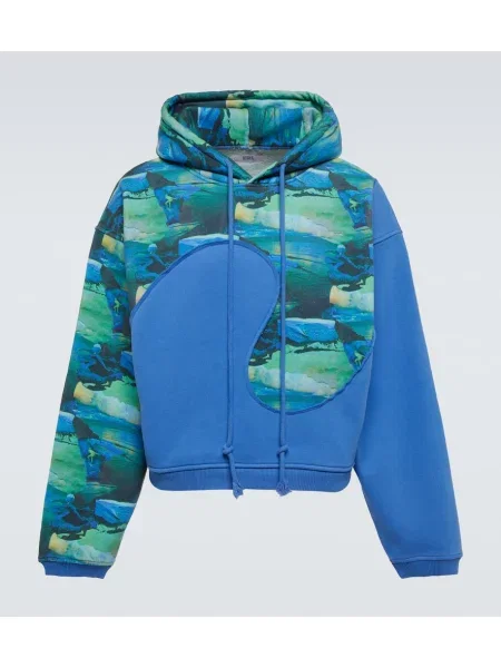 Majica s kapuljačom Erl s printom zelena