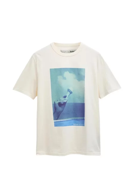 Grafic tricou Barbour cu imagine alb