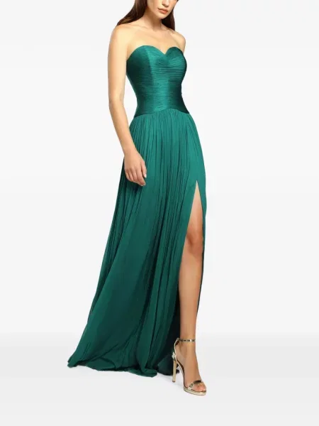 Rochie maxi Cristallini de mătase verde