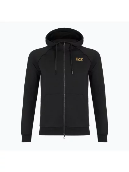 Кофта Emporio Armani Train Logo Series Extended Logo Hoodie Fz black / gold чорний