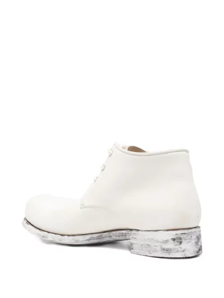 Botine Ma+ cu șireturi din piele alb