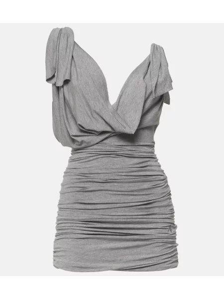 Rochie The Attico din jerseu drapată gri