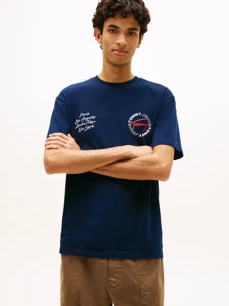 Tommy Jeans Tričko námornícka / červená / biela modrá
