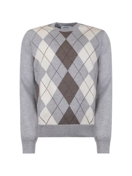 Pulover Gran Sasso cu model argyle cu decolteu rotund gri