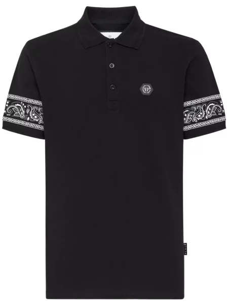Polo Philipp Plein cu model paisley negru