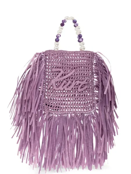 Geantă shopper Kurt Geiger London cu franjuri violet
