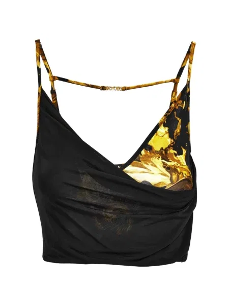 Top Versace Jeans Couture drapat negru
