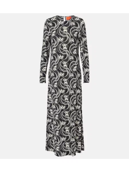 Sukienka midi La Doublej z nadrukiem z dżerseju do kolan czarna
