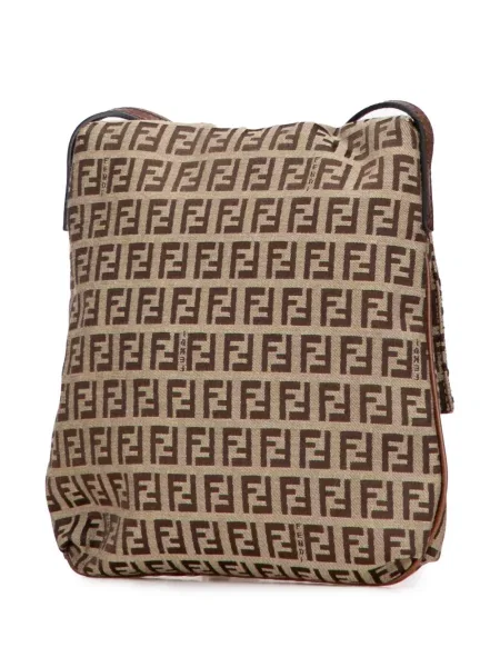Plátěná crossbody kabelka Fendi Pre-owned hnědá