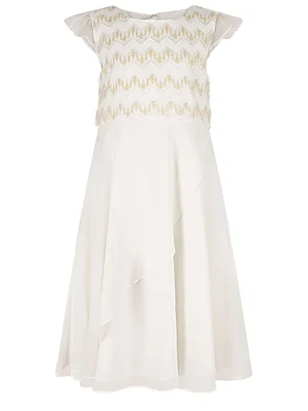 Happy girls Rochie auriu alb