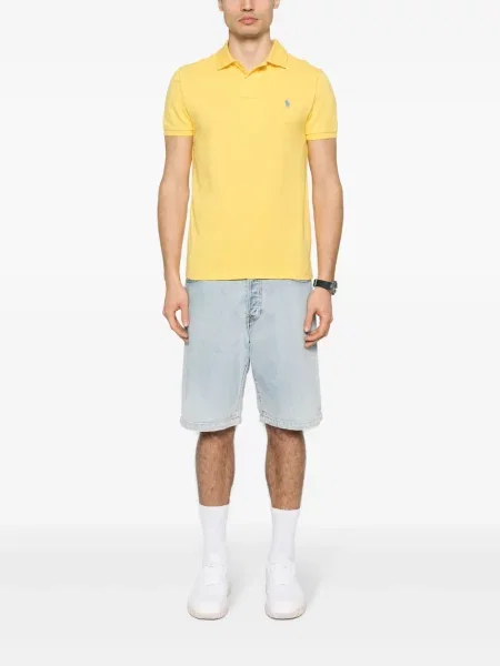 Kožne hlače Polo Ralph Lauren s vezicama s autogramom plava