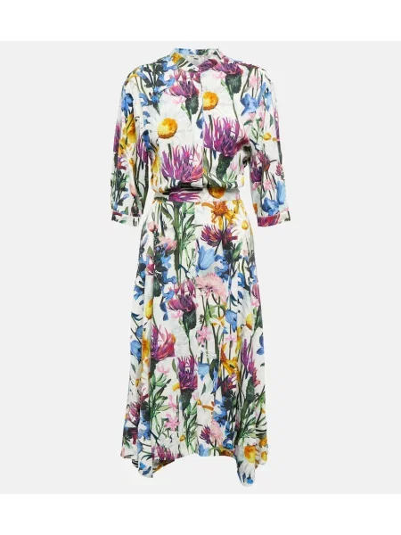 Rochie midi Stella Mccartney din satin cu model floral până la genunchi