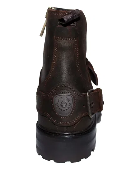 Botine Belstaff din piele cu cataramă cu bretele maro
