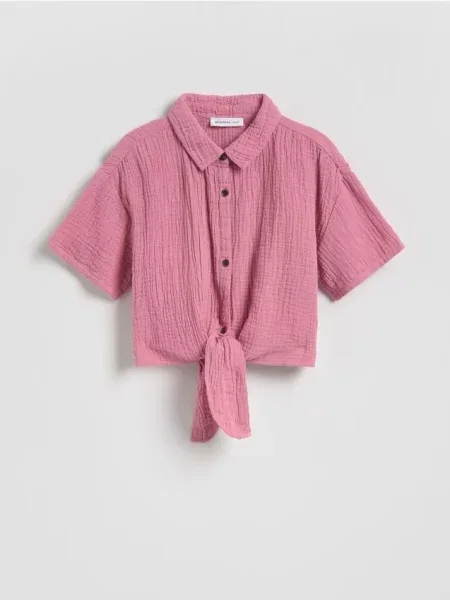 Reserved Муслінова сорочка з зав’язкою пильно-рожевий рожева