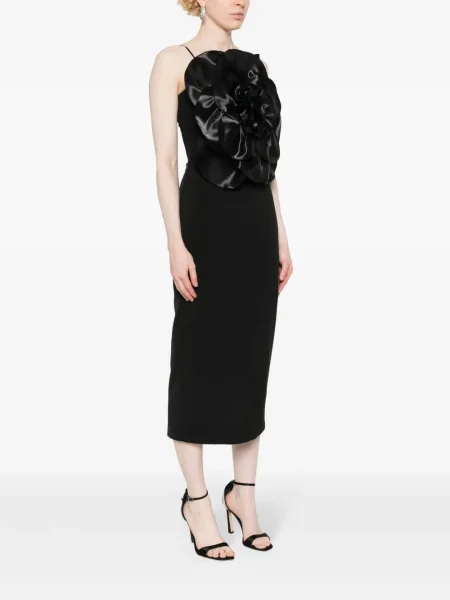 Rochie Nissa cu model floral de costum negru