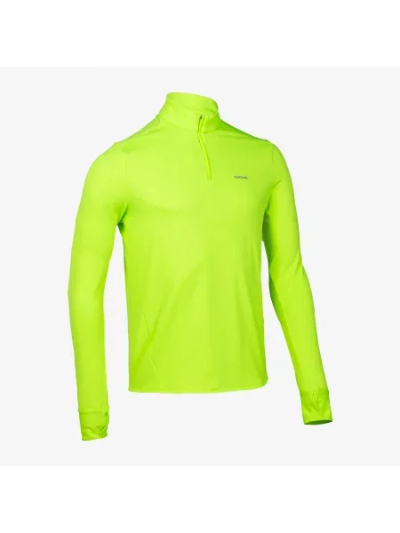 Bluza do biegania Kalenji Run Warm Visibilite żółta