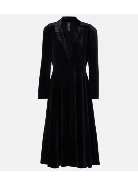 Obleka z blazerjem Norma Kamali iz rebrastega žameta črna