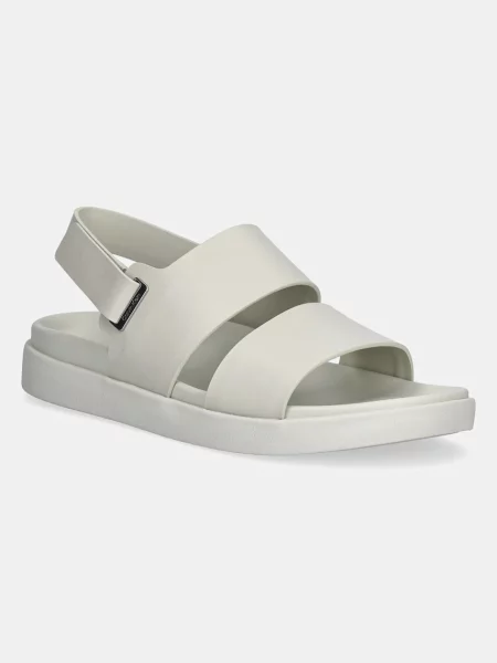 Calvin Klein bőr szandál FLAT ADJ SANDAL EYELET bézs