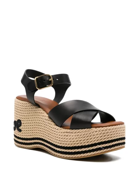 Sandale Chloé cu broderie cu platformă negru