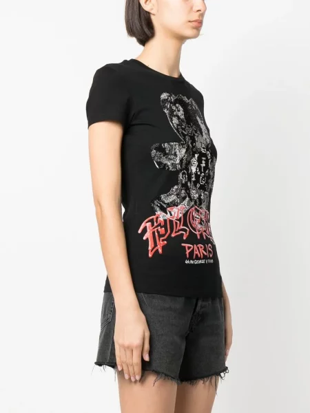 Тениска Philipp Plein с принт черно