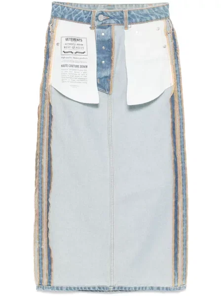 Spódnica jeansowa Vetements do kolan niebieska