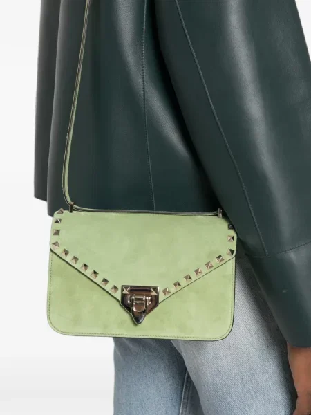 Geantă Valentino Garavani din piele verde