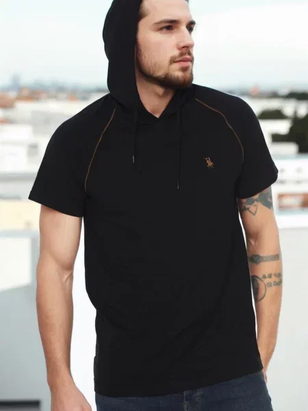 Тениска Dewberry с качулка черно