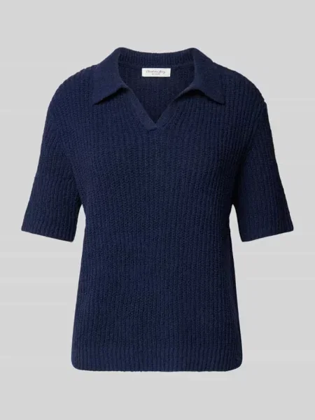 Bluzka z dzianiny z dekoltem w serek Christian Berg Woman granatowa