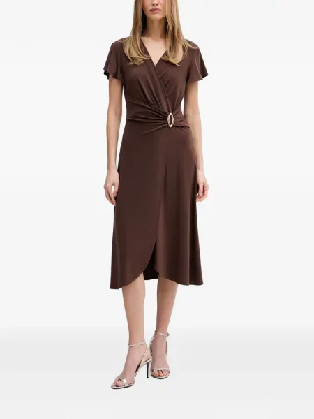 Rochie midi Joseph Ribkoff cu cataramă plic maro