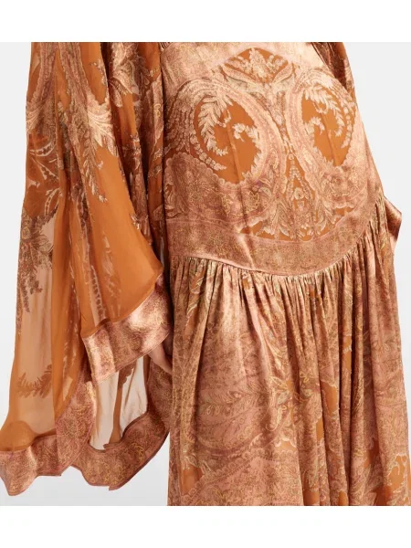 Rochie Zimmermann transparente cu model paisley maro
