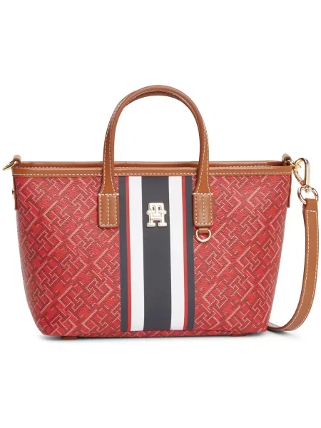 Geantă Tommy Hilfiger Th Monoplay Mini Tote Stripe Le roșu