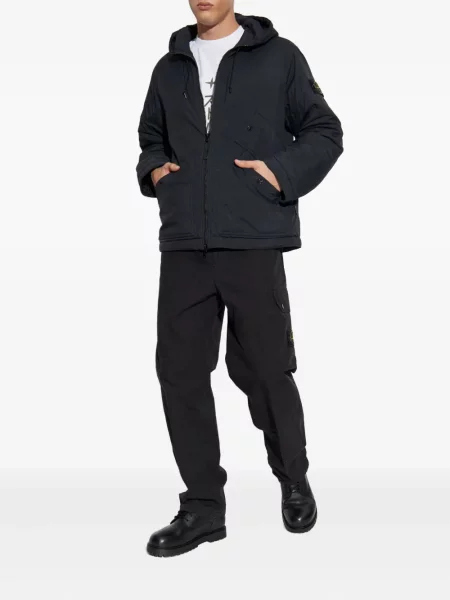 Geacă Stone Island cu glugă cu strasuri negru