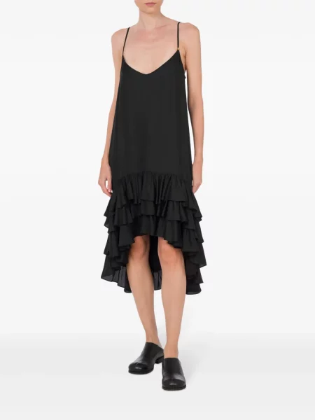Rochie midi Moschino cu volane până la genunchi de costum negru