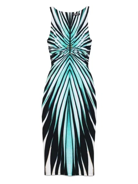 Rochie midi Roberto Cavalli cu dungi până la genunchi de costum negru