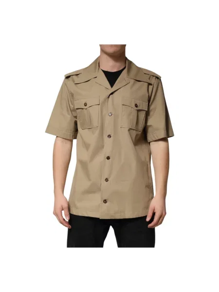 Koszula z krótkim rękawem Dolce And Gabbana casual brązowa
