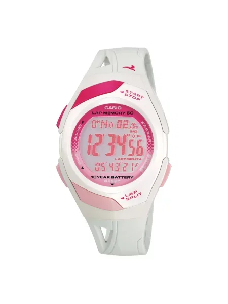 Lniany zegarek Casio do biegania różowy