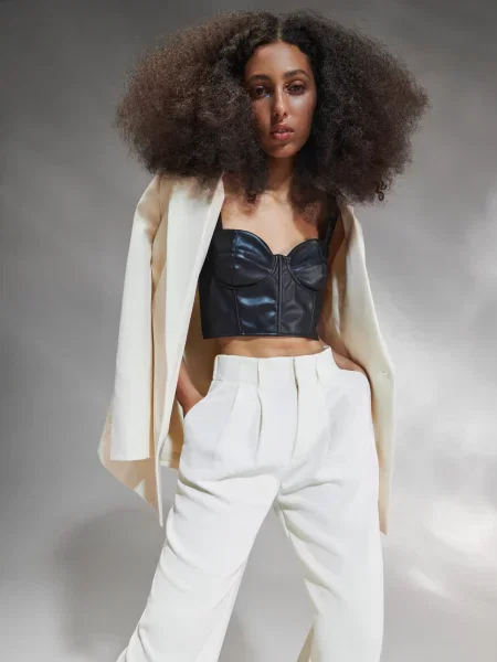 Штани high waist loose нюдовий