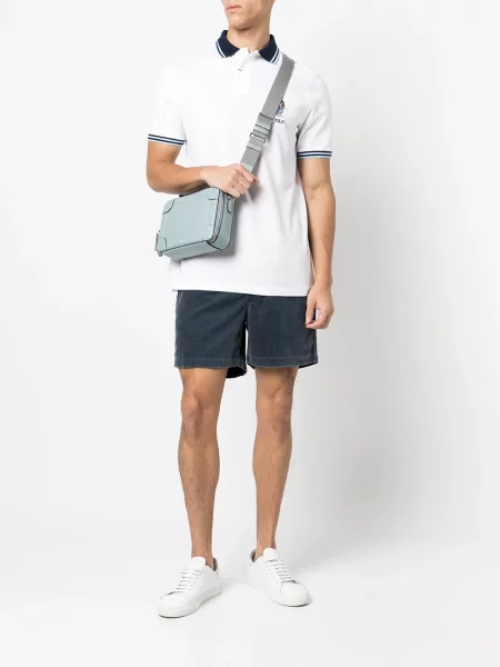 Długa koszulka Polo Ralph Lauren w kratkę sztruksowa niebieska