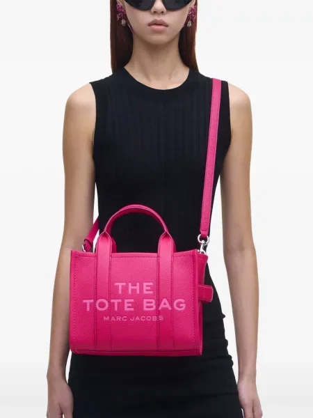 Iš natūralios odos mažas odinė rankinė Marc Jacobs rožinė