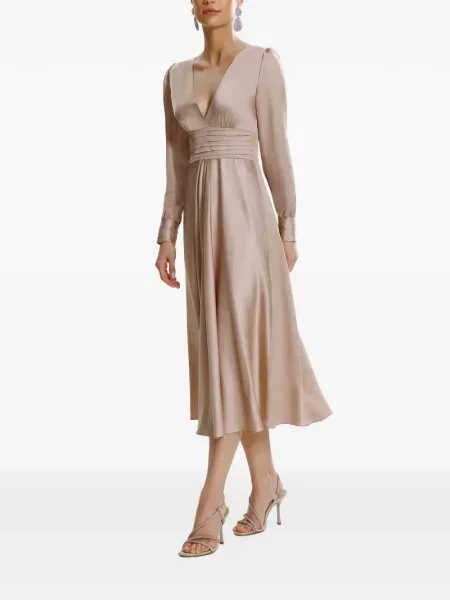 Rochie midi Framboise cu funde din satin