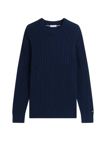Pulover Tommy Hilfiger cu decolteu rotund albastru