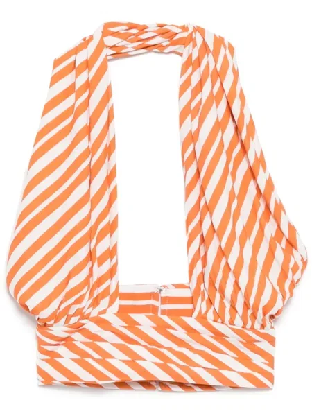 Top Bambah cu gât halter portocaliu