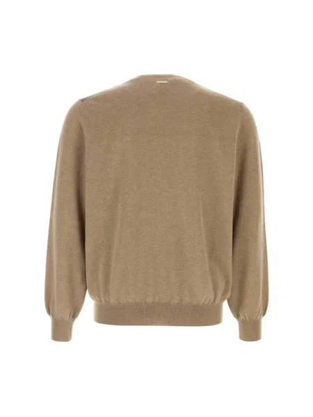 Sweter Ferragamo wełniany z dekoltem w serek beżowy