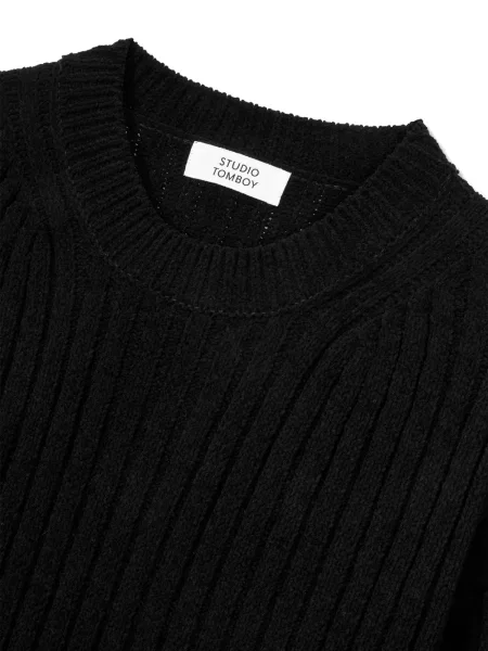 Pulover Studio Tomboy cu nervuri negru