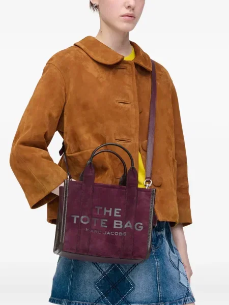 Geantă Marc Jacobs din piele de căprioară violet