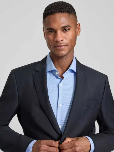Koszula biznesowa o kroju slim fit z czystej bawełny model HANK' Boss błękitna