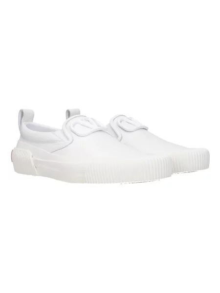 Lniane sneakersy Valentino Garavani wsuwane z logo białe