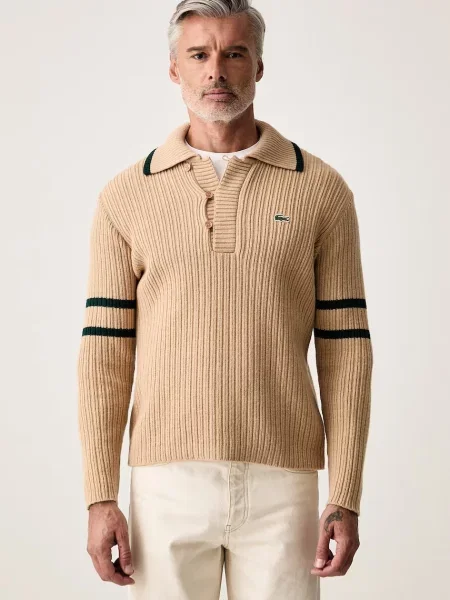 Lacoste pulover pentru bărbați din lână bej