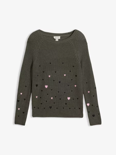 Sweter z haftem szary