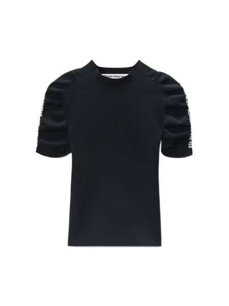 Sweter Alexander Wang z krótkim rękawem czarny
